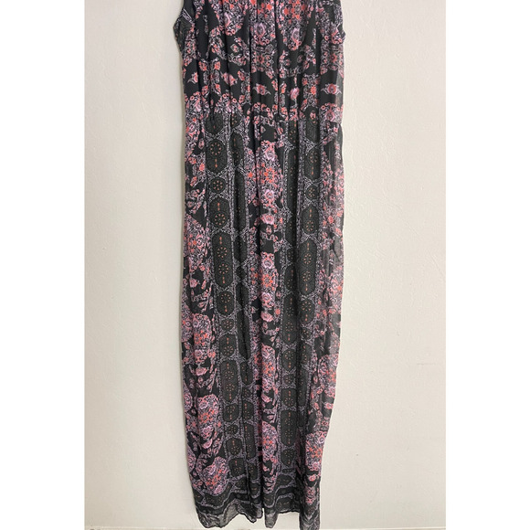 Free People Dress 4 Maxi Moroccan Black Crochet Lace Fairy Bohemian Whimsical - Picture 4 of 11